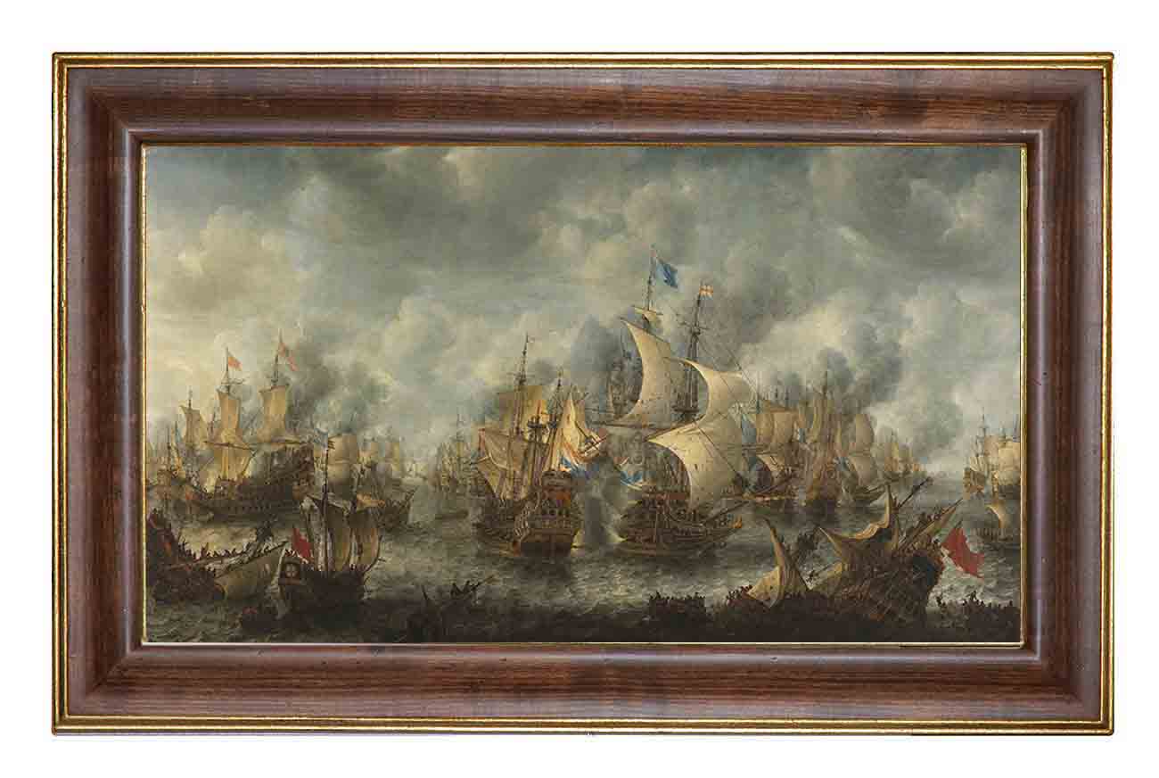 Картина «Битва при Терхейде», 1653 год, изображающая англо-голландские войны XVII века.