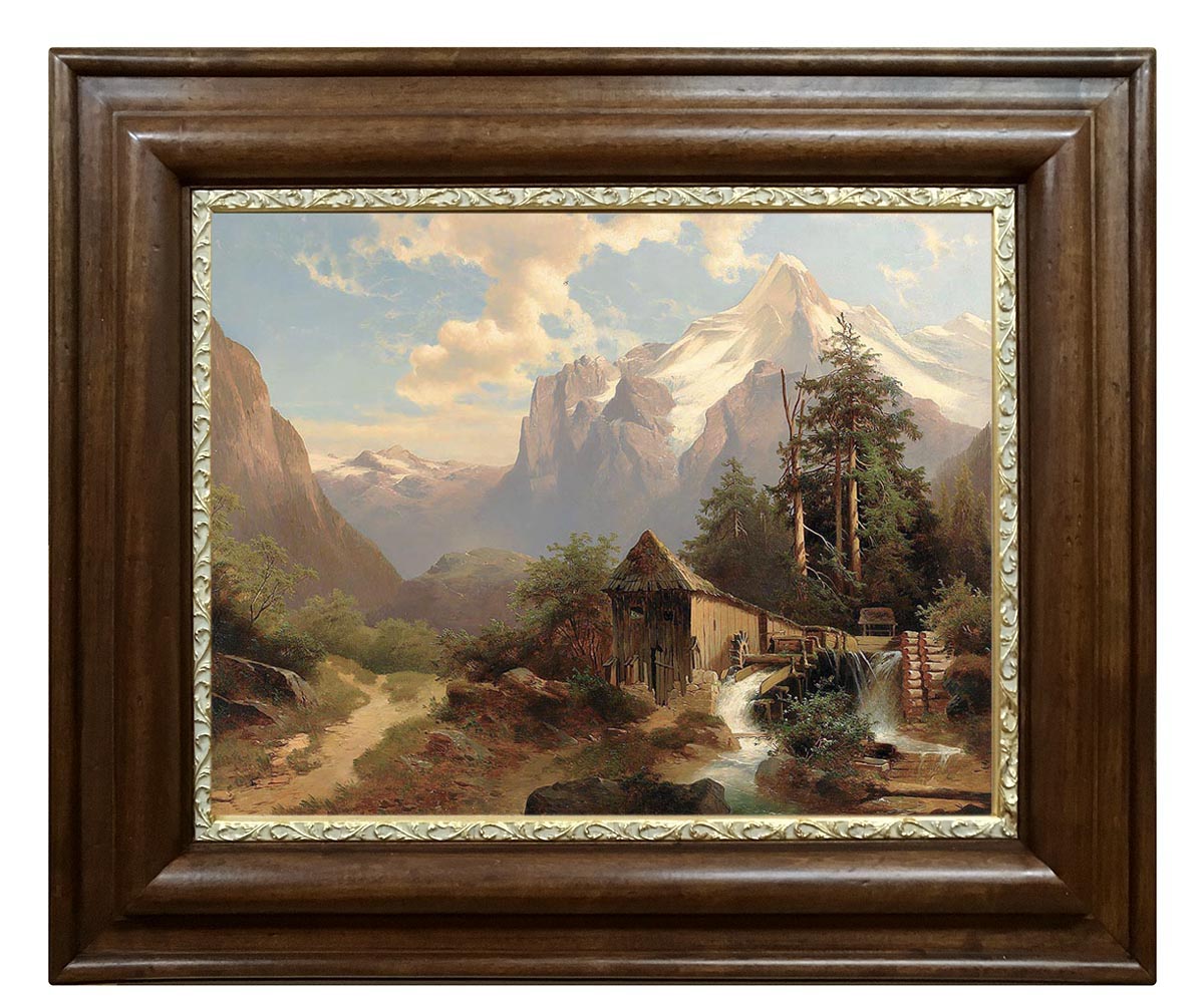 Йозеф Тома II 1868г. "Горный пейзаж с мельницей" 